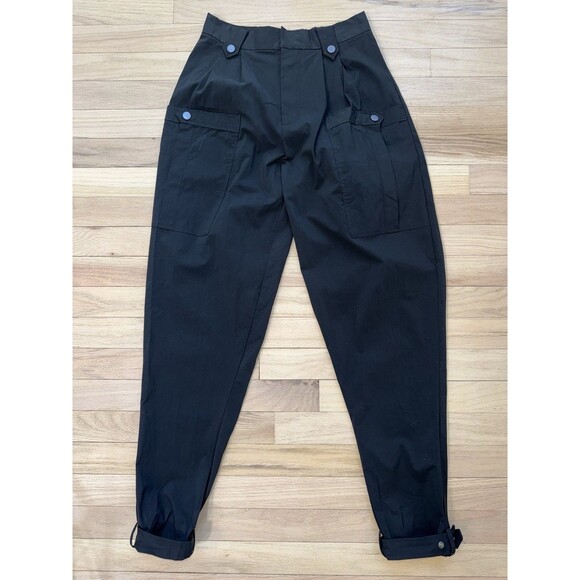 Gentle Herd Pants - Gentle Herd Black Pocket Taper Cotton Blend Ankle Pants Women Small